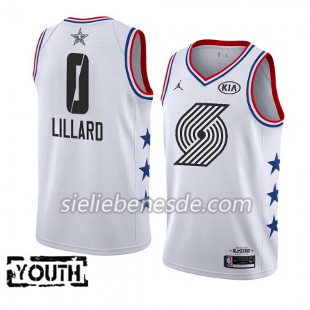 Kinder NBA Portland Trail Blazers Trikot Damian Lillard 0 2019 All-Star Jordan Brand Weiß Swingman